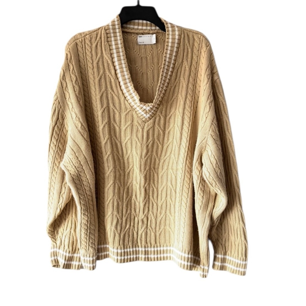 NWOT ASOS Beige Cable Knit Cricket Sweater SZ L